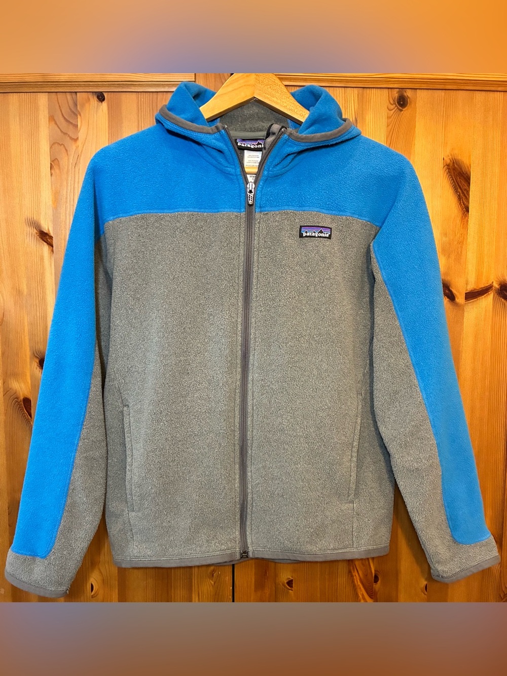 Patagonia Araveto Hooded Fleece Jacket zip up Gray Blue 27636 Men's small
